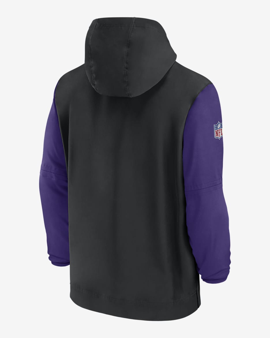 Minnesota Vikings Sideline Pre Game Player Men s Nike NFL 1 2 Zip Hooded Jacket. Nike